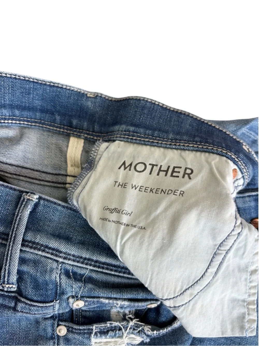 Mother The Weekender Fray Graffiti Girl Mid Rise Flare Jeans 28 Cowgirl Western